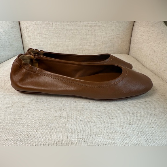 New Quince Women’s Cognac Brown Italian Leather On The Go Ballet Flat Shoes 9 - Picture 8 of 11